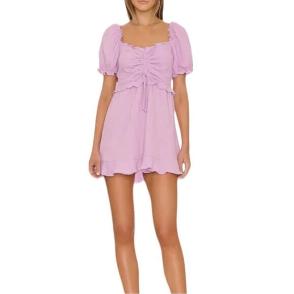 Show Me Your MuMu Lavender Gauzy Mini Dress - Picture 1 of 6